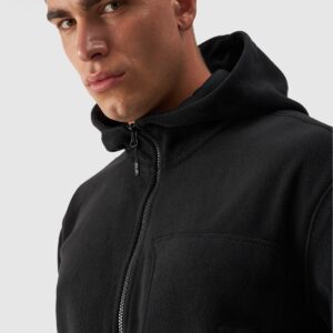 4F Polar z kapturem oversize męski - czarny