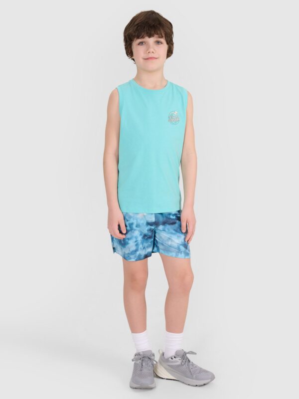 4F Tank top regular z nadrukiem chłopięcy - turkusowy 140 (9-10 lat)