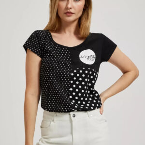 Bluzka ze wzorem kropek i krótkimi rękawami biała