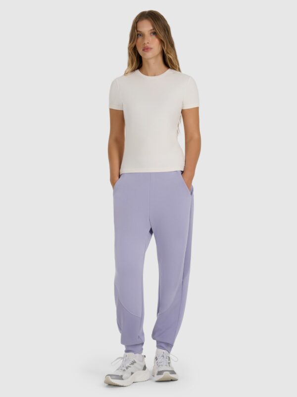 4F T-shirt z prążkowanej dzianiny z modalem damski - biały