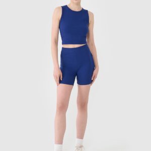 4F Crop top dzianinowy damski - granatowy