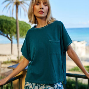 Bawełniana bluzka z kieszonką zielona