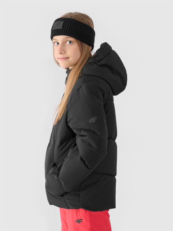 eef24adf6087c3b9a4559418b98daab85f320f55 4F Kurtka narciarska membrana 5000 dziewczęca - czarna 122 (6-7 lat)
