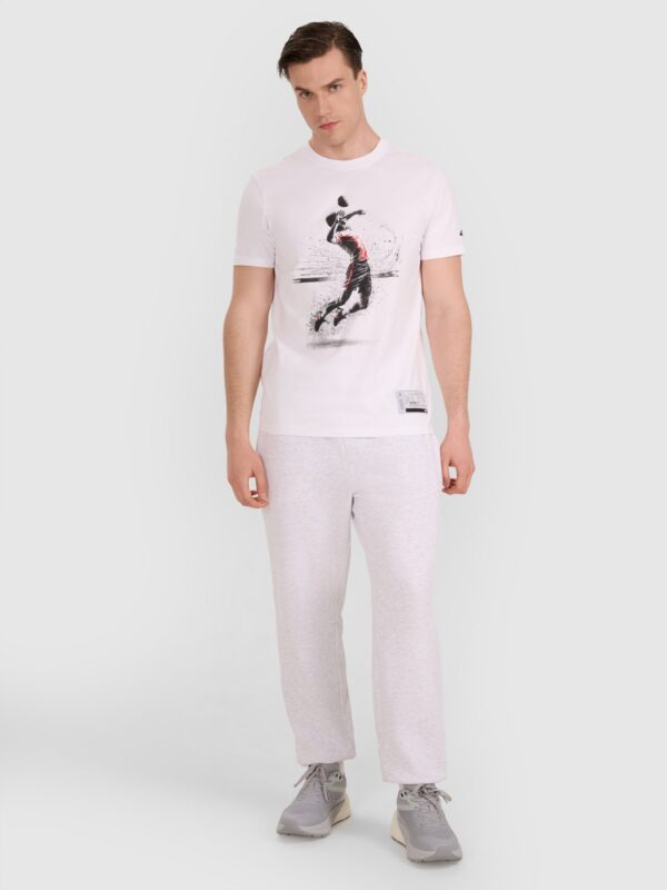 eeffbe752a28f82b79227fe26d3c28fc3a93f057 4F T-shirt regular z nadrukiem siatkarskim męski - biały