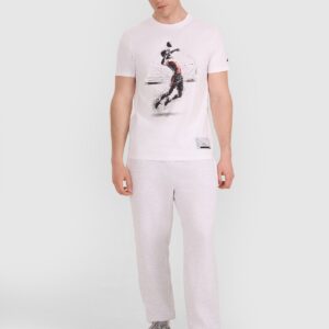 eeffbe752a28f82b79227fe26d3c28fc3a93f057 4F T-shirt regular z nadrukiem siatkarskim męski - biały