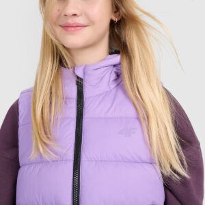 4F Bezrękawnik puchowy z wypełnieniem syntetycznym dziewczęcy - fioletowy 152 (11-12 lat)