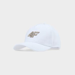 4F Czapka z daszkiem strapback dziecięca - biała