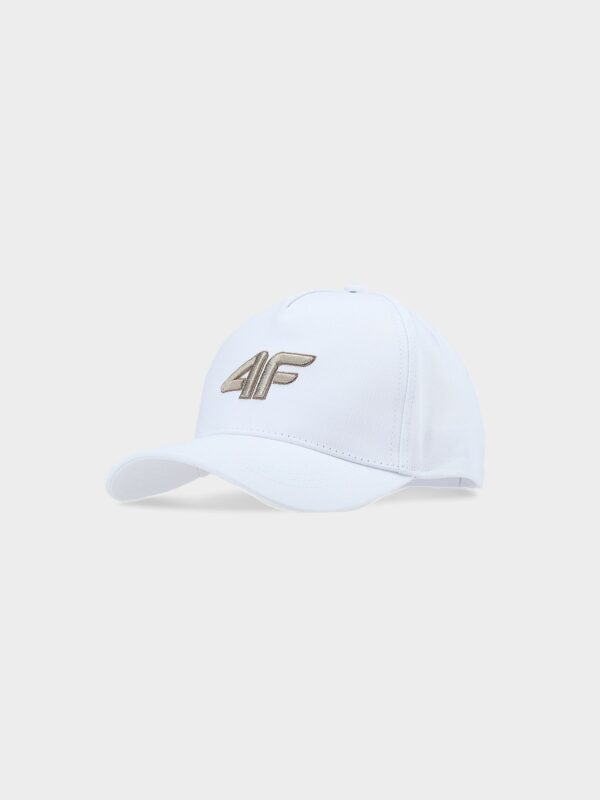 4F Czapka z daszkiem strapback dziecięca - biała