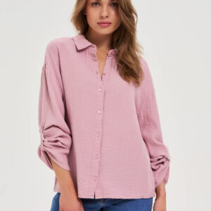 ef90ad53f90c6052cd47134ae2239b9aefa121d5 Koszula z bawełnianego muślinu różowa
