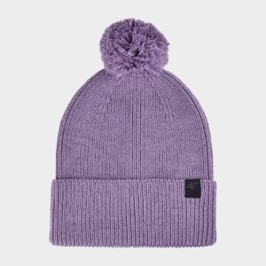 4F Czapka zimowa z pomponem uniseks - fioletowa