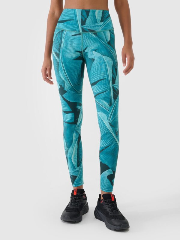 4F Legginsy treningowe z wysokim stanem damskie - turkusowe