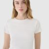 efe43dc4f7f1f7250dfeb2c25bd22854c8aebc0a 4F T-shirt slim z modalem damski - biały