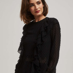 eff4eee9143b270bd0da6519ebc0bcafa5522aa5 Koszula z falbanami i długimi rękawami czarna