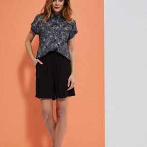 Spodenki z wiskozy z wysokim stanem czarne