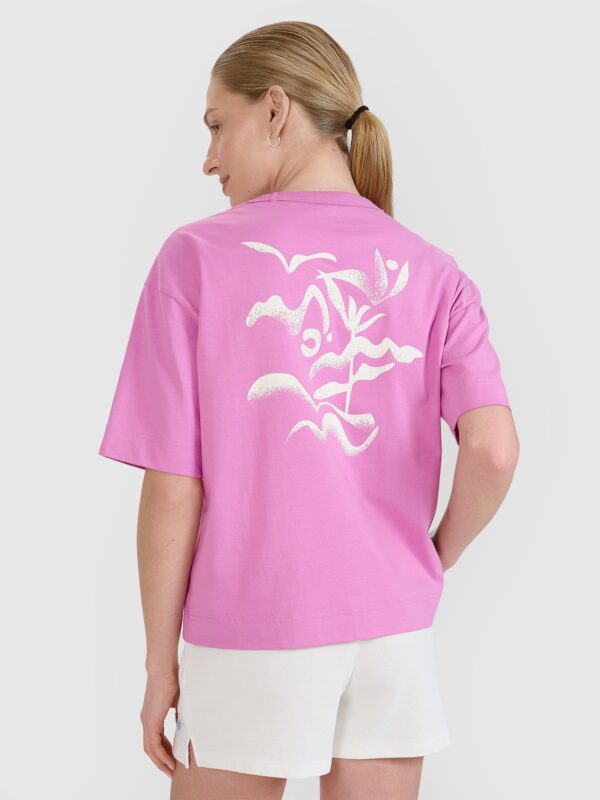 4F T-shirt regular z nadrukiem damski - różowy