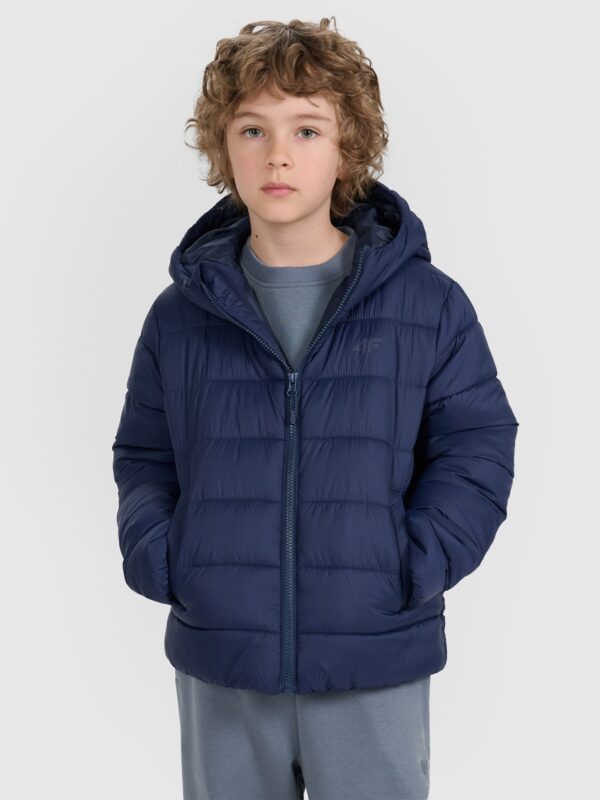 4F Kurtka puchowa z wypełnieniem syntetycznym dziecięca - granatowa 134 (8-9 lat)