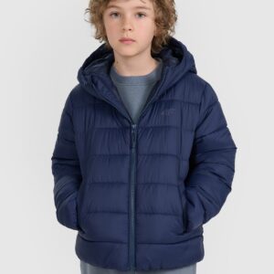 4F Kurtka puchowa z wypełnieniem syntetycznym dziecięca - granatowa 134 (8-9 lat)