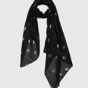 Szal ze srebrnym nadrukiem czarny