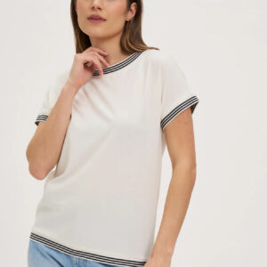 Bawełniana bluzka z krótkimi rękawami biała