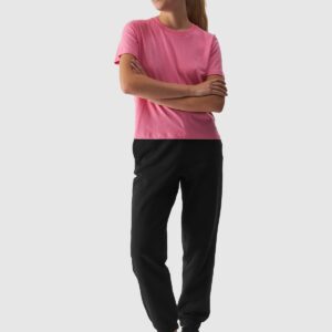 4F T-shirt regular gładki damski - różowy