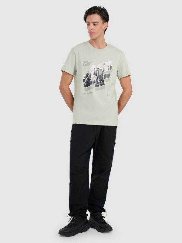 4F T-shirt regular z nadrukiem męski - turkusowy