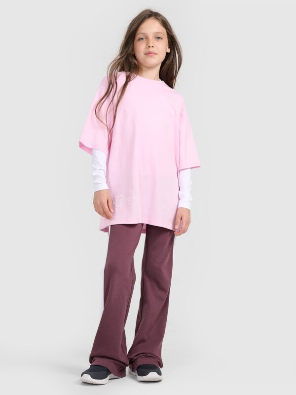 4F T-shirt oversize z nadrukiem dziewczęcy - różowy 146 (10-11 lat)