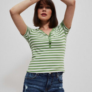 Bawełniana bluzka w paski malahitowa