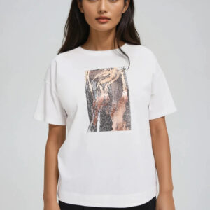 Bawełniana bluzka z nadrukiem biała