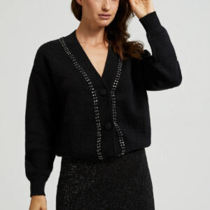 Kardigan ozdobiony koralikami czarny