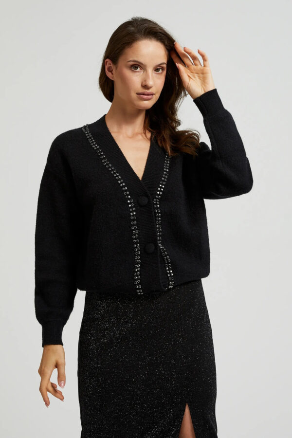 Kardigan ozdobiony koralikami czarny