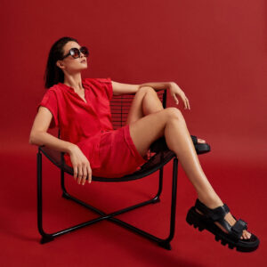 Koszula z kieszonką i kołnierzykiem czerwona