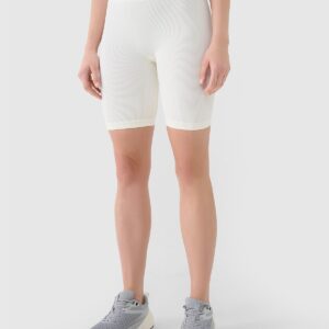 4F Legginsy kolarki bezszwowe treningowe damskie - białe