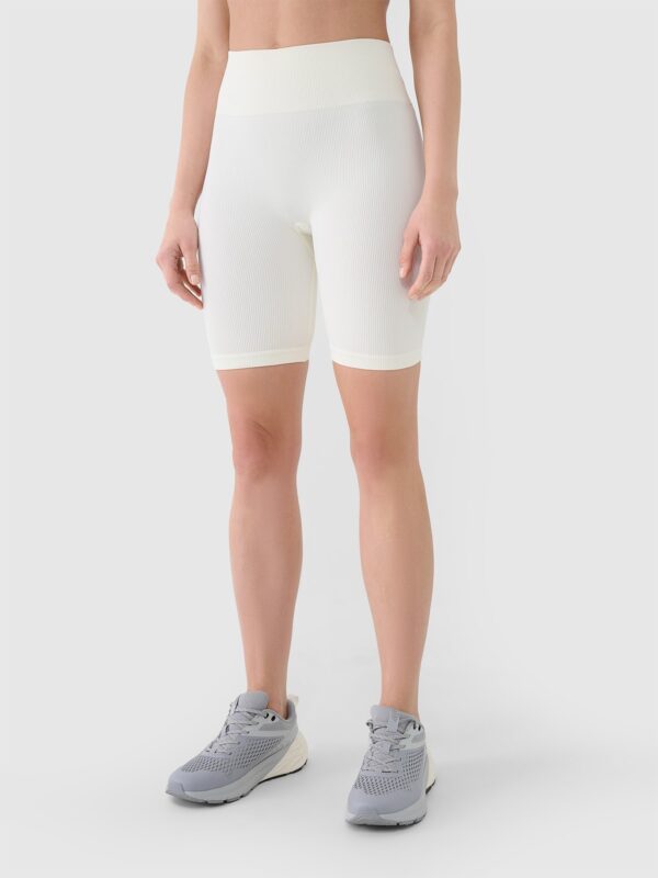 4F Legginsy kolarki bezszwowe treningowe damskie - białe