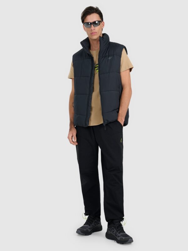 4F T-shirt regular z nadrukiem męski - beżowy