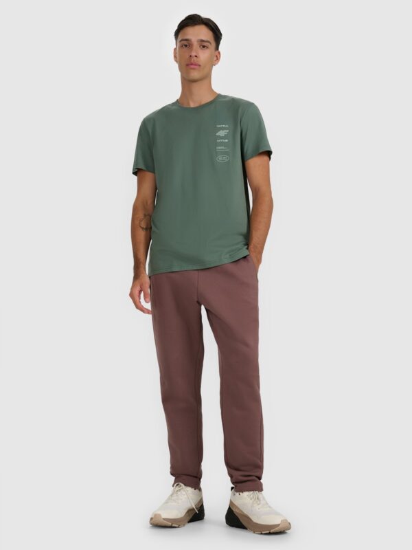 4F T-shirt regular z nadrukiem męski - khaki