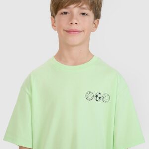 4F T-shirt oversize z nadrukiem chłopięcy - zielony 122 (6-7 lat)