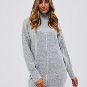 Sukienka z golfem jasnoszara