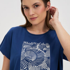 Bawełniana bluzka z nadrukiem granatowa