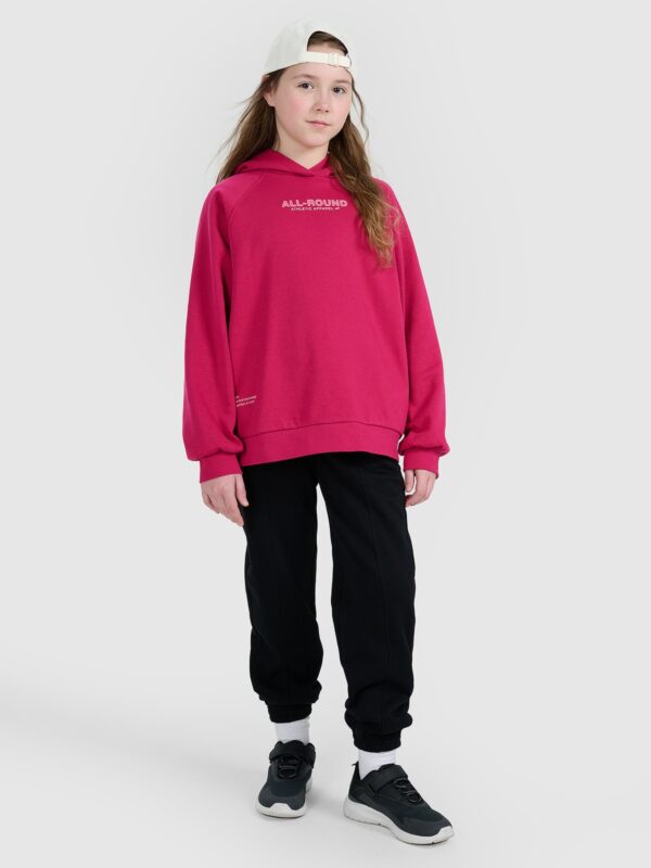4F Bluza dresowa nierozpinana z kapturem dziewczęca - różowa 128 (7-8 lat)