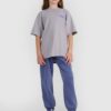 4F T-shirt oversize z nadrukiem dziewczęcy - szary 140 (9-10 lat)