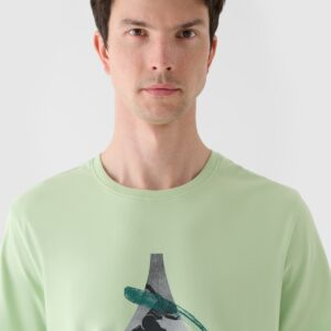 f431fdede550f7a54fa6bb9981203d74c7466091 4F T-shirt regular z nadrukiem męski - zielony