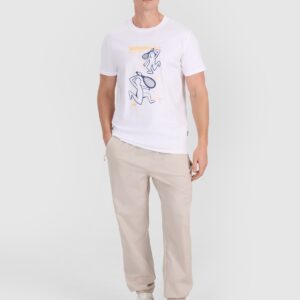 4F T-shirt regular z nadrukiem męski - biały