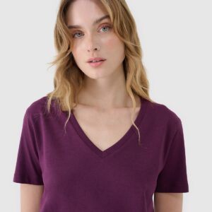 4F T-shirt oversize z modalem damski - fioletowy