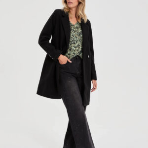 Dwurzędowy płaszcz czarny