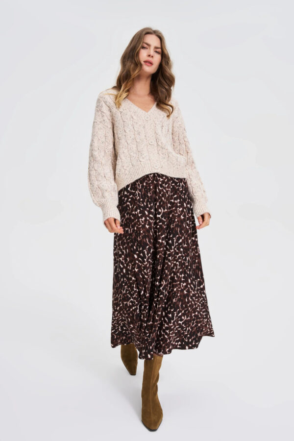 Kardigan z ozdobnym splotem beżowy