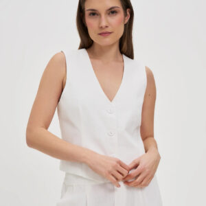 Kamizelka z dodatkiem lnu biała