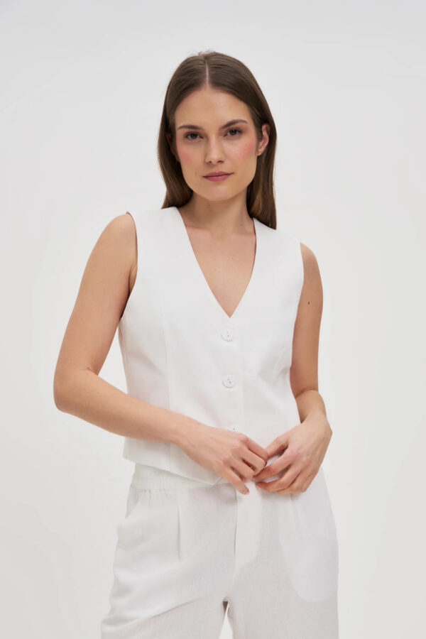Kamizelka z dodatkiem lnu biała