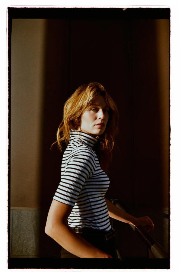 Bluzka z golfem w paski