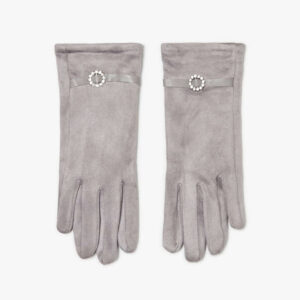 Rękawiczki z ozdobnym paskiem jasnoszare