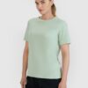 4F T-shirt oversize z nadrukiem damski - turkusowy